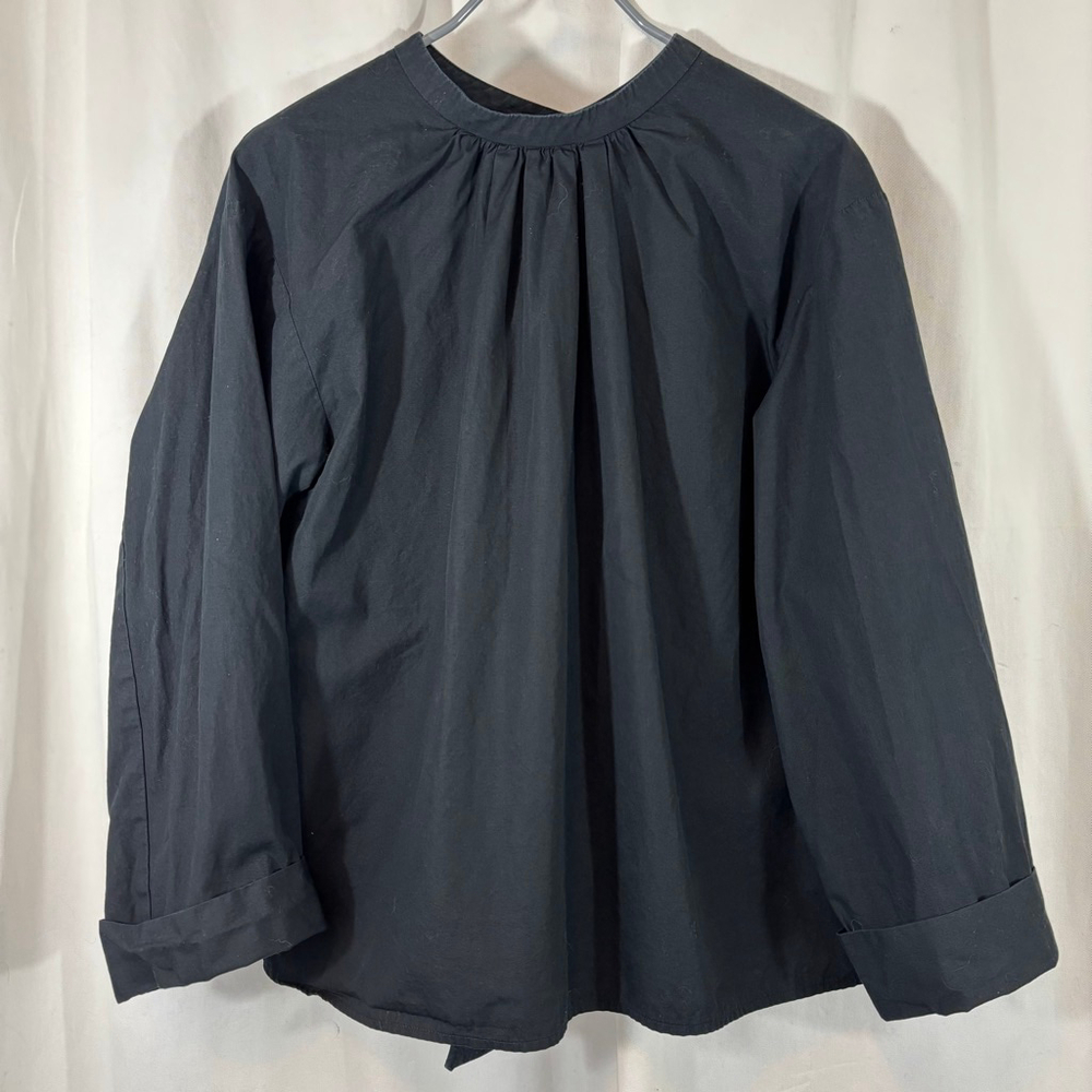 Women's Maje Paris Black Cotton Tie-Back Open Back Long Sleeve Blouse